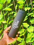 Matte Black Personalised Skinny Tumbler with a Straw