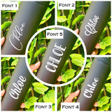 Matte Black Personalised Skinny Tumbler with a Straw