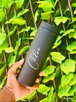 Matte Black Personalised Skinny Tumbler with a Straw