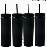 Matte Black Personalised Skinny Tumbler with a Straw