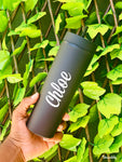 Matte Black Personalised Skinny Tumbler with a Straw