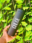 Matte Black Personalised Skinny Tumbler with a Straw