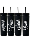 Matte Black Personalised Skinny Tumbler with a Straw